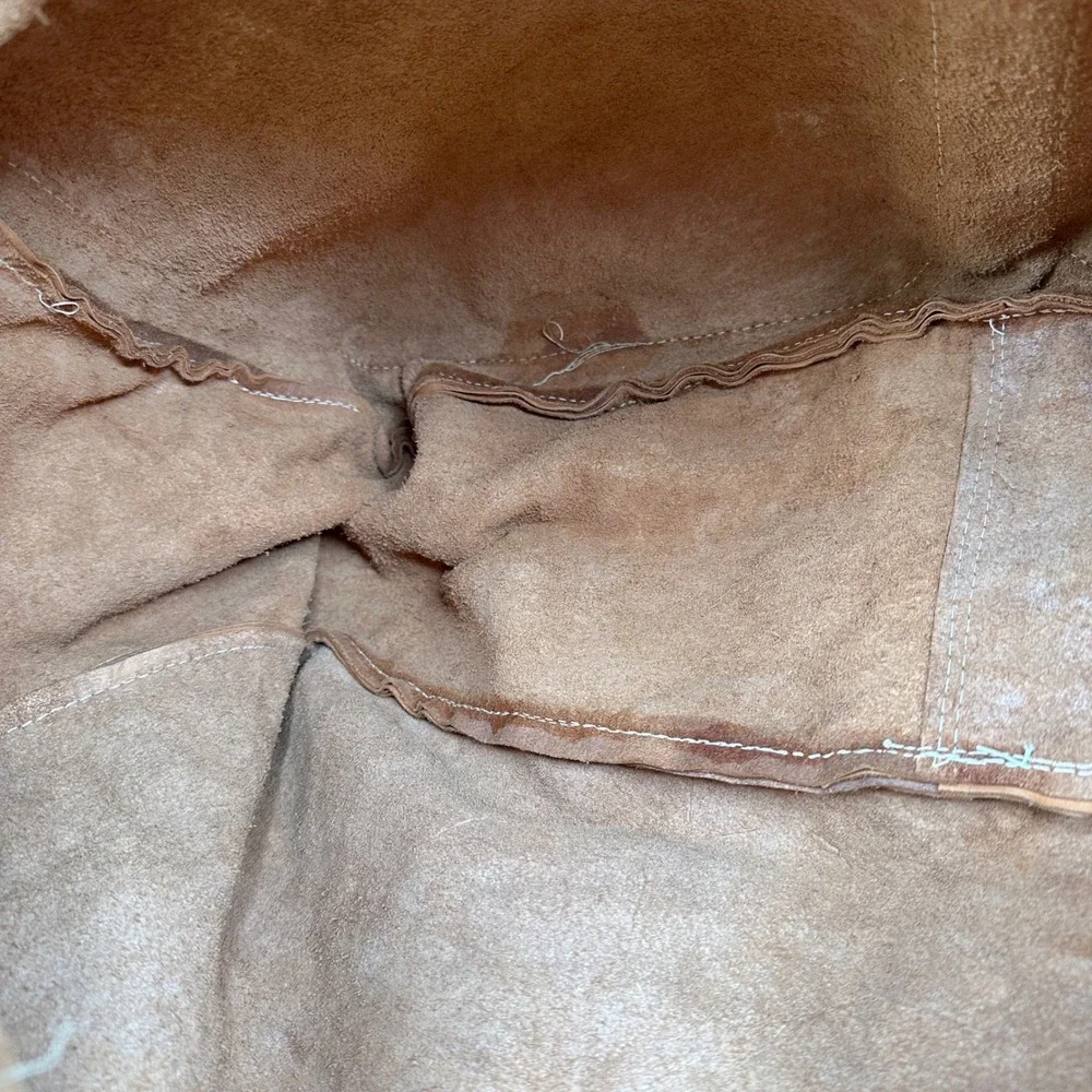 Vintage Hand Tooled Leather Duffel Bag Tan Floral Western Travel Weekender Bag